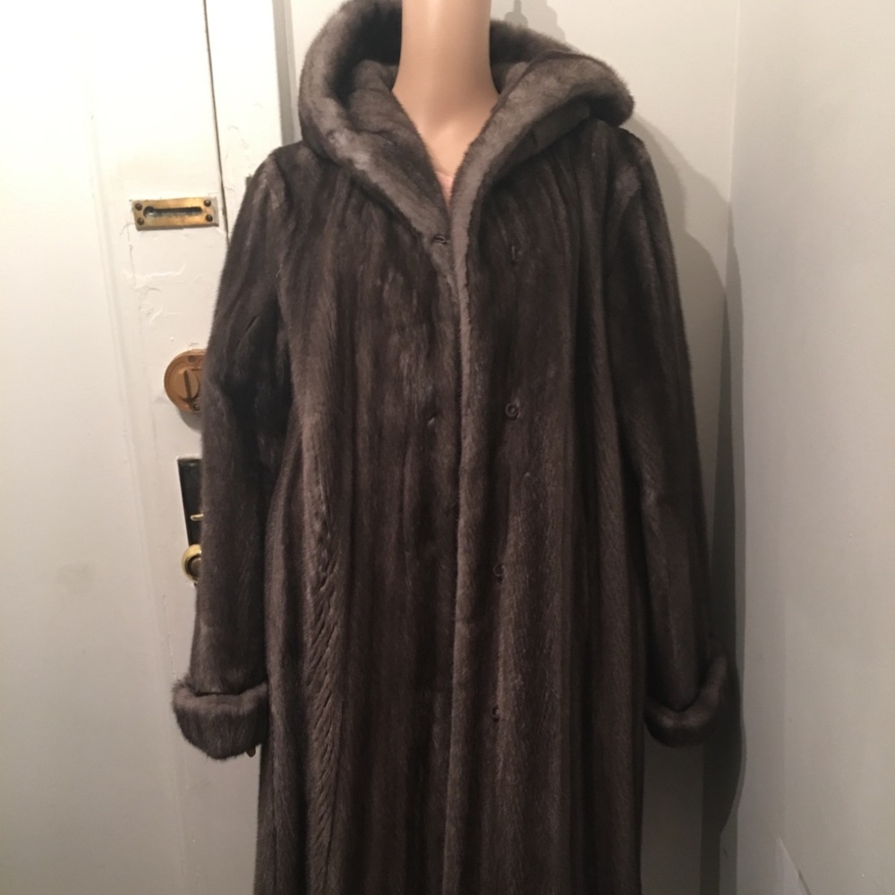 Zander Rhodes gray mink fur coat